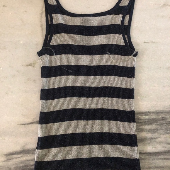 Elegant Silk Blend | Navy & Platinum | Striped Tank from the “Soleil” series - Picture 2 of 6